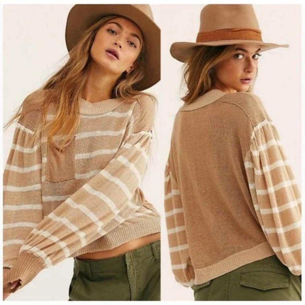 Free People Between the Lines Pullover Striped Knit Sweater